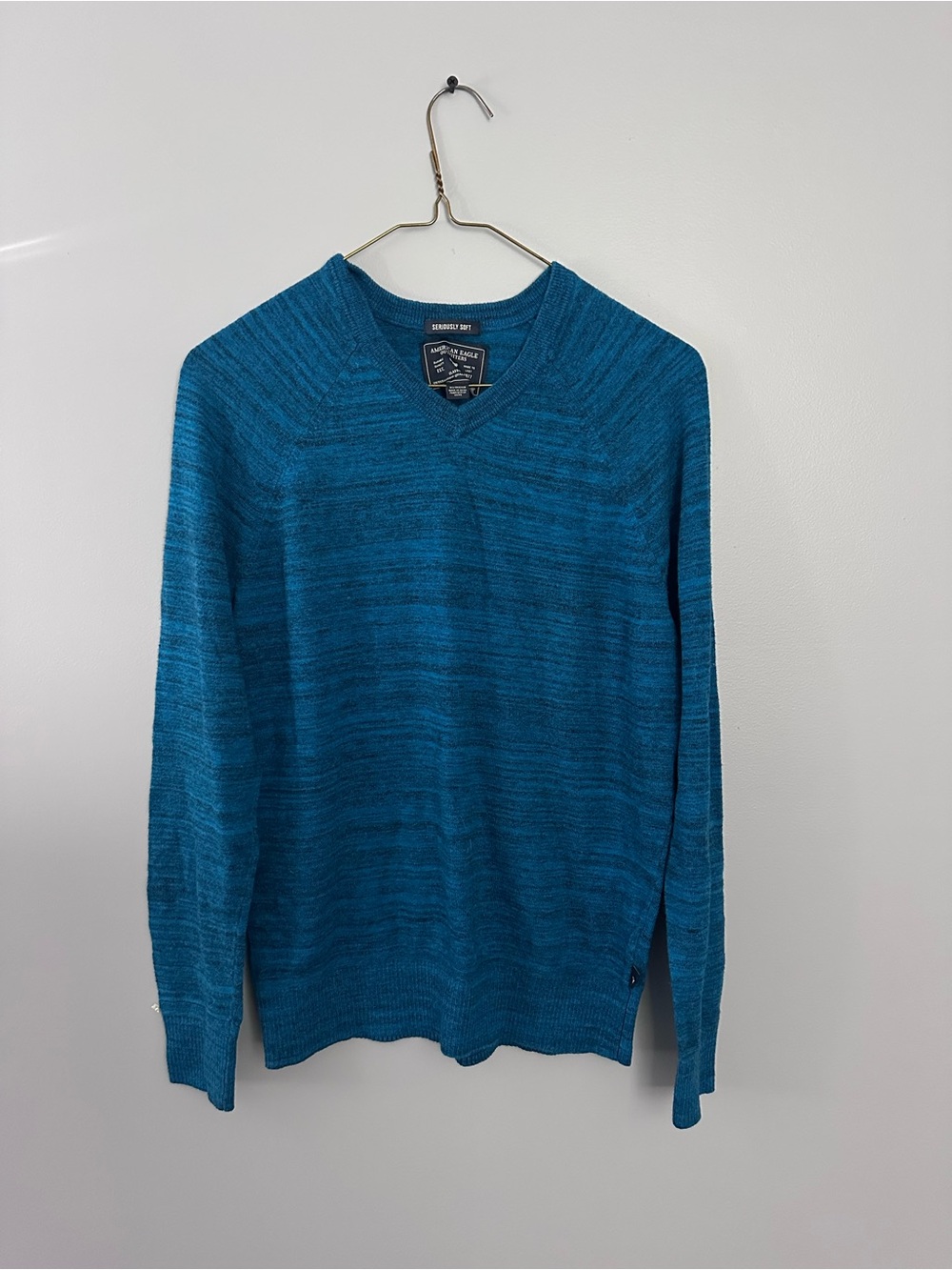 American Eagle Outfitters Teal Blue V-Neck Sweater